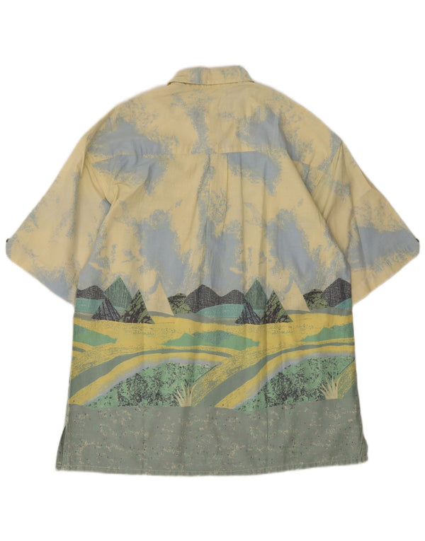 Мужская рубашка с коротким рукавом для работы в полевых условиях, хлопковая рубашка с цветными блоками среднего желтого цвета