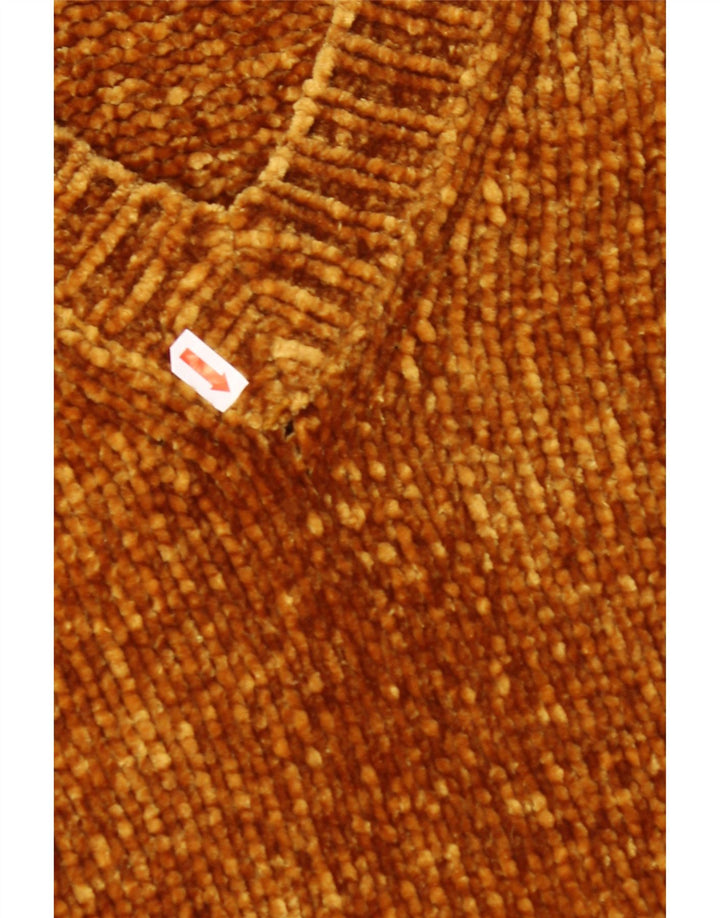 Женский свободный джемпер с v-образным вырезом ZARA UK 14, средний коричневый эластомер