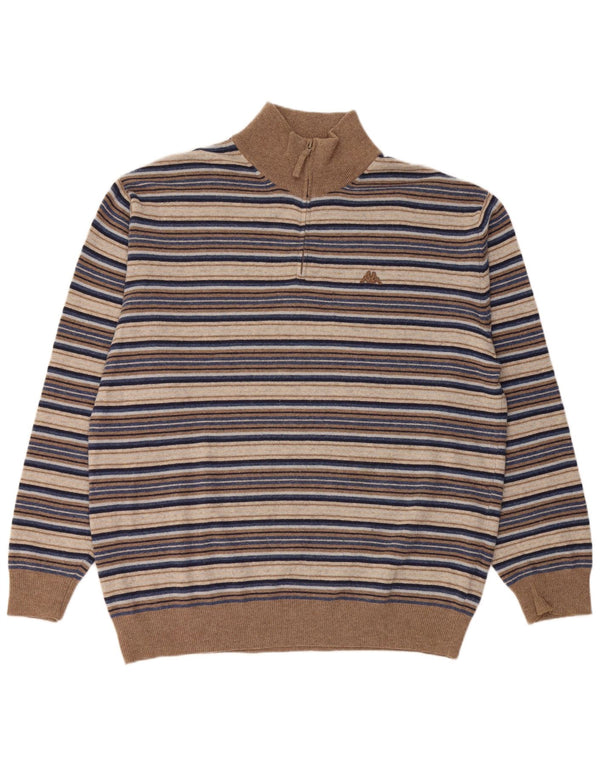 Мужской свитер Kappa с воротником на молнии 3XL, шерсть в разноцветную полоску