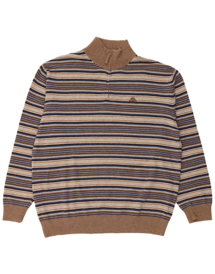 Мужской свитер Kappa с воротником на молнии 3XL, шерсть в разноцветную полоску