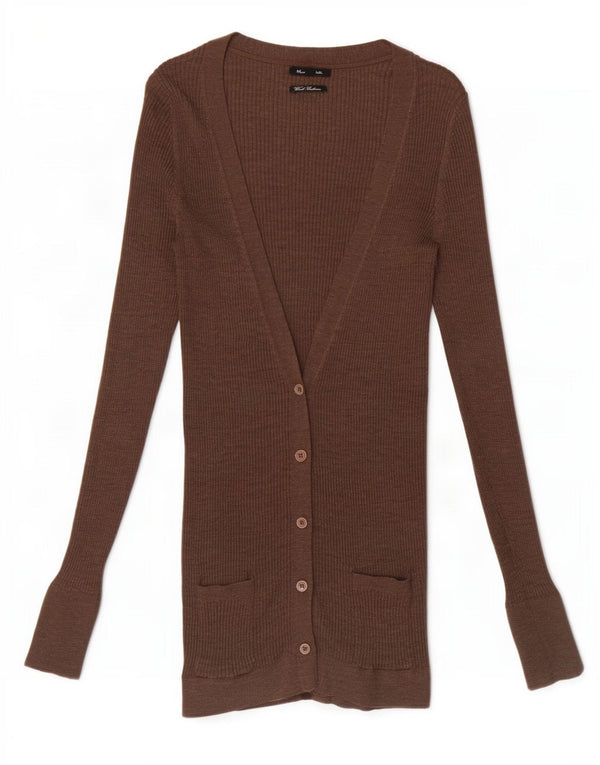Женский удлиненный кардиган Massimo Dutti UK 10, маленький, коричневый, шерсть