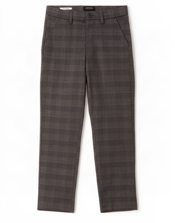 Мужские узкие костюмные брюки Jack & Jones Marco W28 L30 серые в клетку из полиэстера