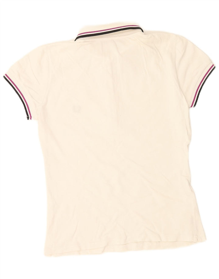 Женская рубашка поло FRED PERRY UK 12, средний белый хлопок, белый цвет