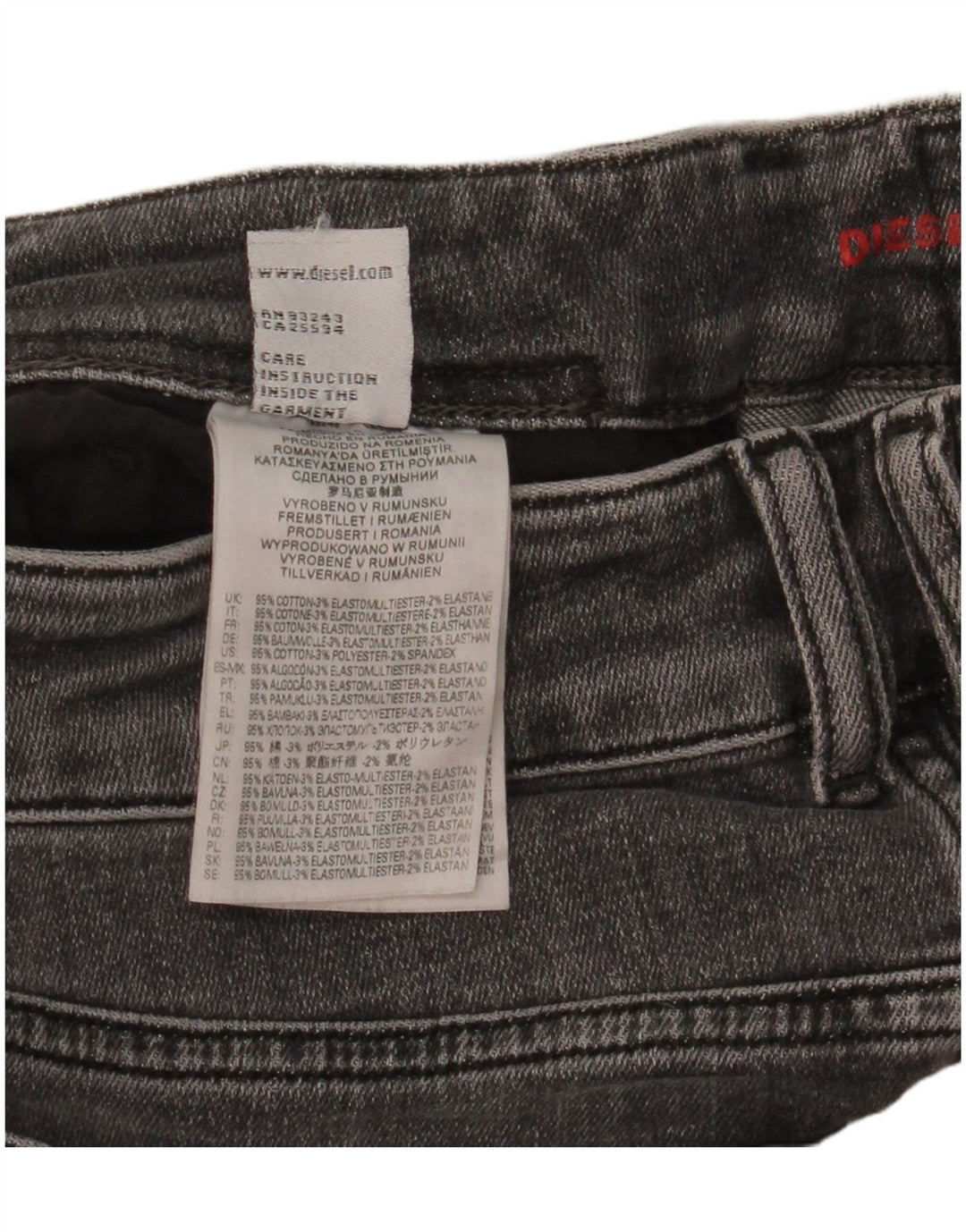 Мужские джинсы скинни Diesel W30 L32 Серый хлопок