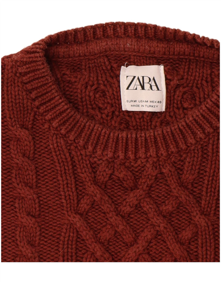 Мужской джемпер с круглым вырезом Zara, средний коричневый