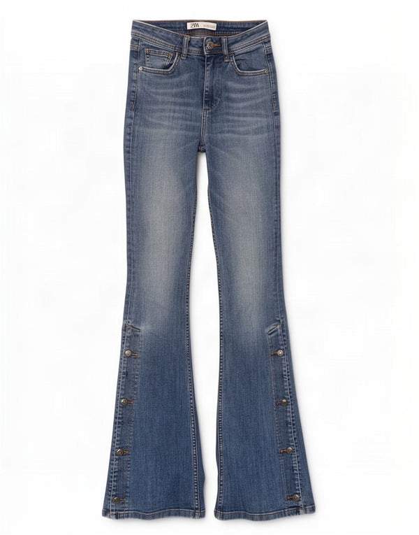 Женские расклешенные джинсы Zara EU 32 2XS W22 L32, синий хлопок