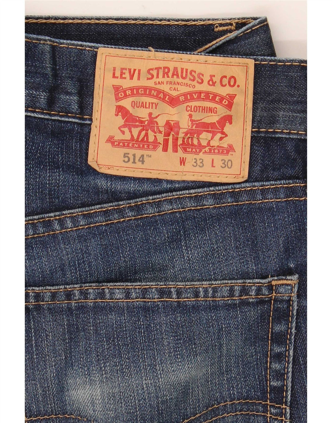 Мужские прямые джинсы Levi's 514 W33 L30 темно-синие, хлопок