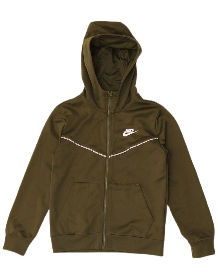 Свитер с капюшоном на молнии для мальчиков Nike 10–11 лет, средний цвет хаки, полиэстер
