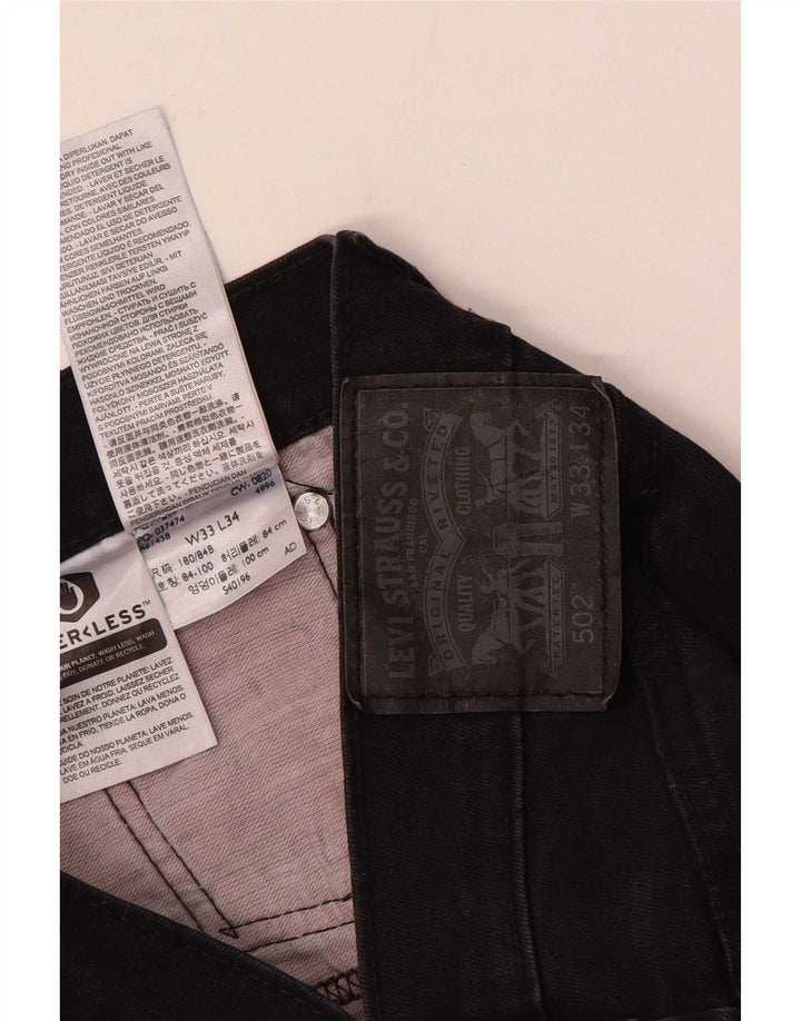 Мужские зауженные джинсы Levi's 502 W33 L34, черный хлопок