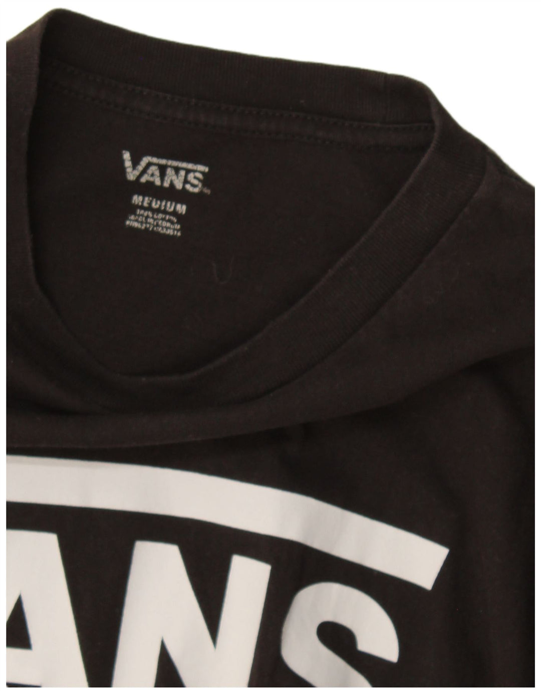 Мужской топ с рисунком Vans, средний черный хлопок с длинными рукавами