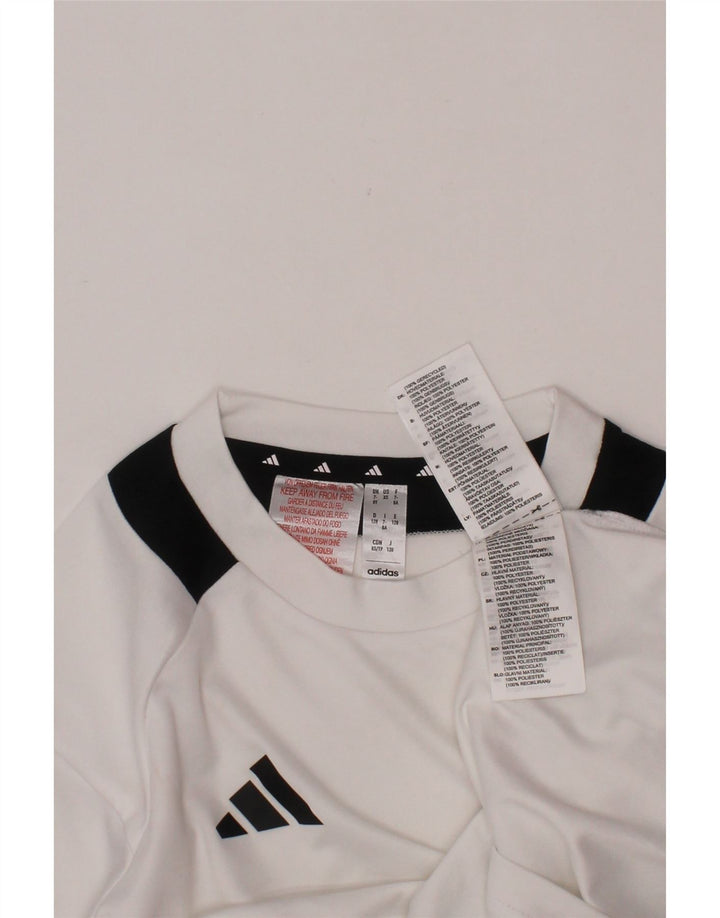 Футболка ADIDAS Aeroready для мальчиков, топ 7–8 лет, белый полиэстер с цветными блоками