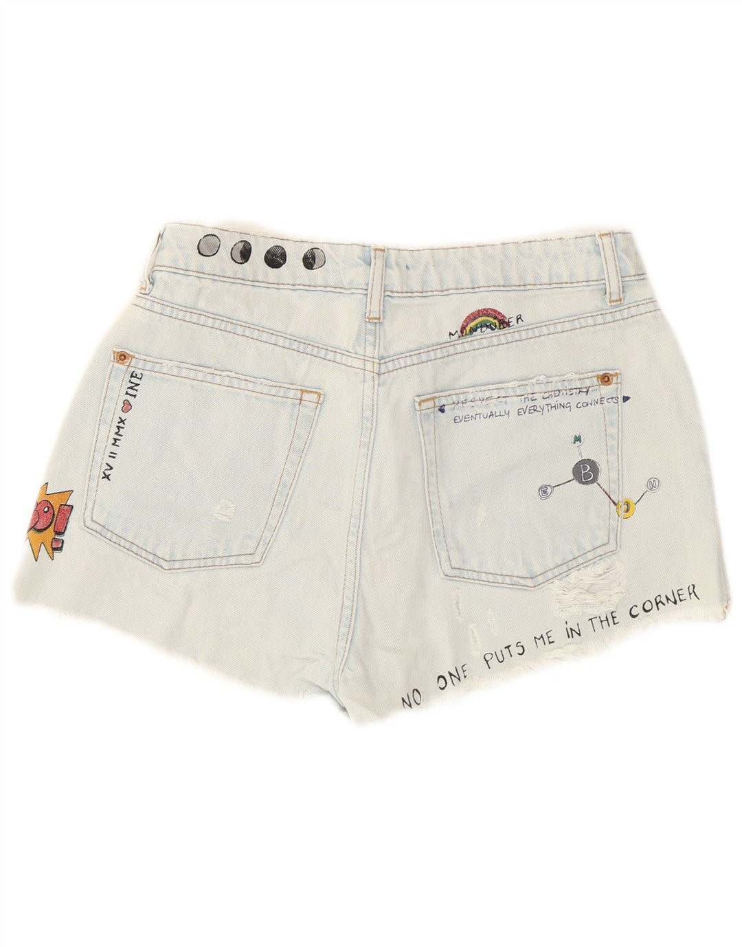 Женские джинсовые шорты Pull & Bear с принтом EU 36 XS W26 Синие