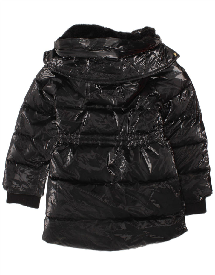 Стеганое пальто с капюшоном Dkny для девочек 3-4 лет, черный полиамид