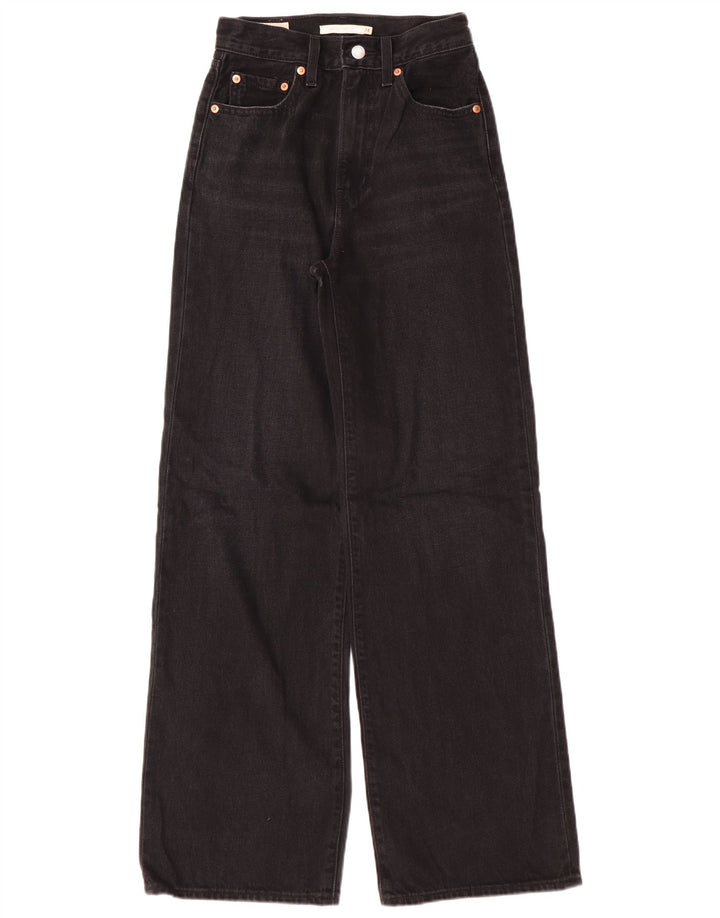 Женские широкие джинсы Levi's с высокой талией W24 L32, черные хлопковые классические