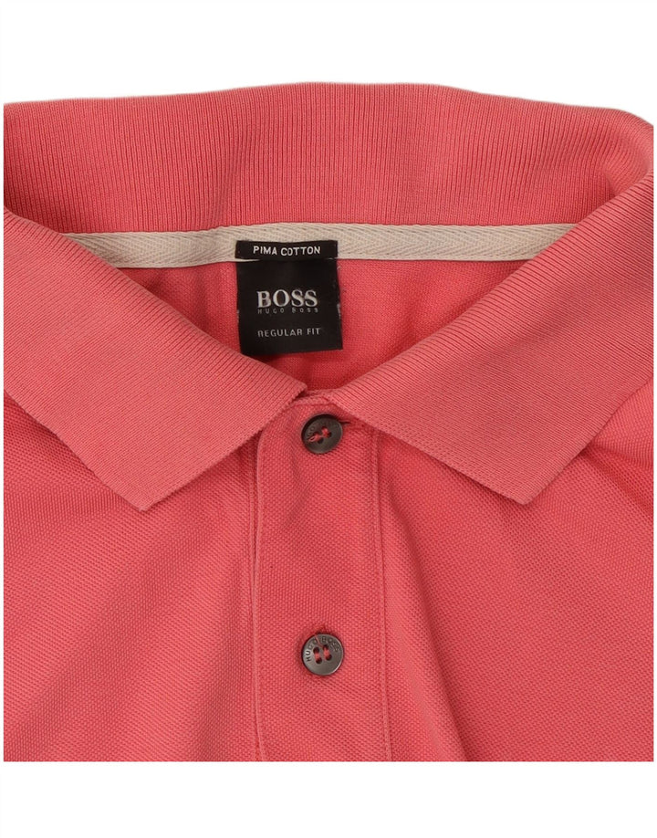 Мужская рубашка-поло обычного кроя Hugo Boss, большая красная хлопковая рубашка