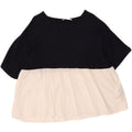 ZARA Womens Oversized Blouse Top UK 10 Small Navy Blue Colourblock Cotton
