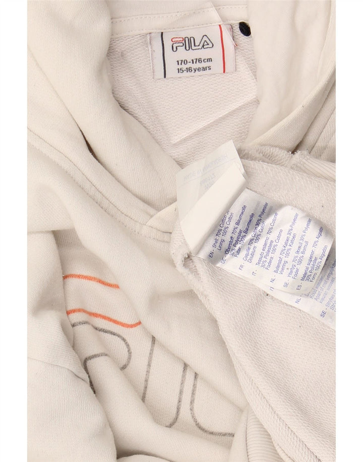 Джемпер с капюшоном FILA для мальчиков с рисунком, 15–16 лет, белый хлопок