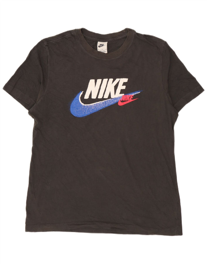 Мужская футболка с рисунком NIKE, средний черный хлопковый топ