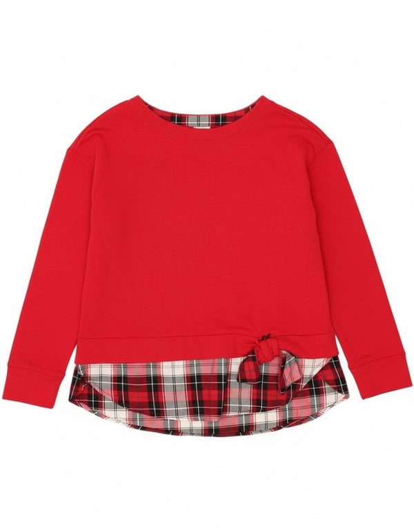 Женский топ Izod с длинным рукавом UK 14, большой красный клетчатый хлопок, хлопок