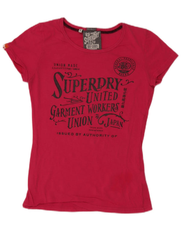 Женская футболка с рисунком Superdry Top UK 10, маленький розовый хлопок