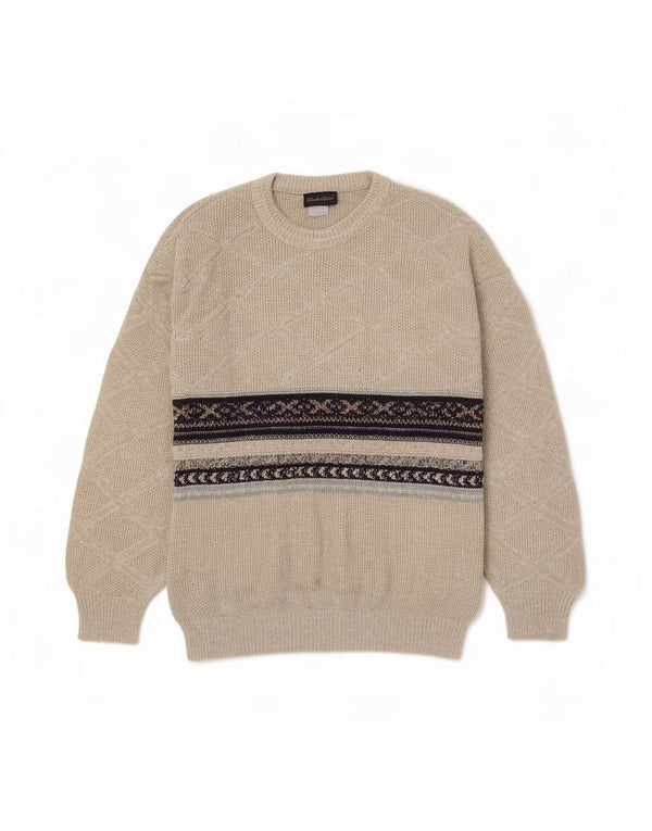 Мужской джемпер с круглым вырезом Claude De Pierre, большой бежевый Fair Isle