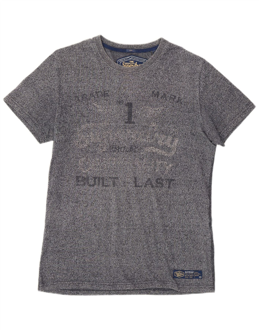 SUPERDRY Мужская футболка с рисунком, большой темно-синий хлопок с крапинками