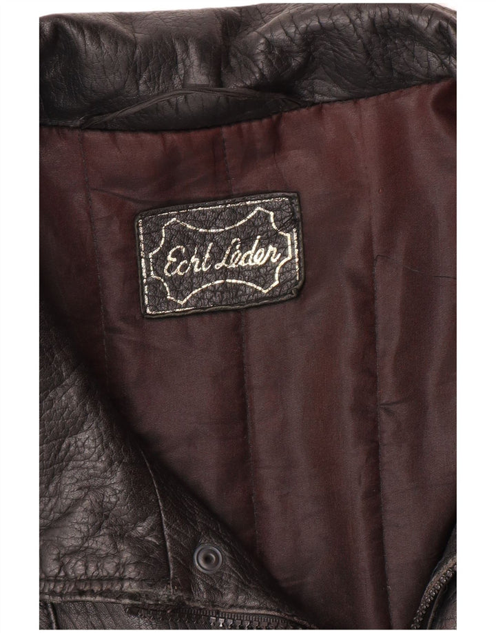 Мужская кожаная куртка VINTAGE UK 40, большая черная кожаная