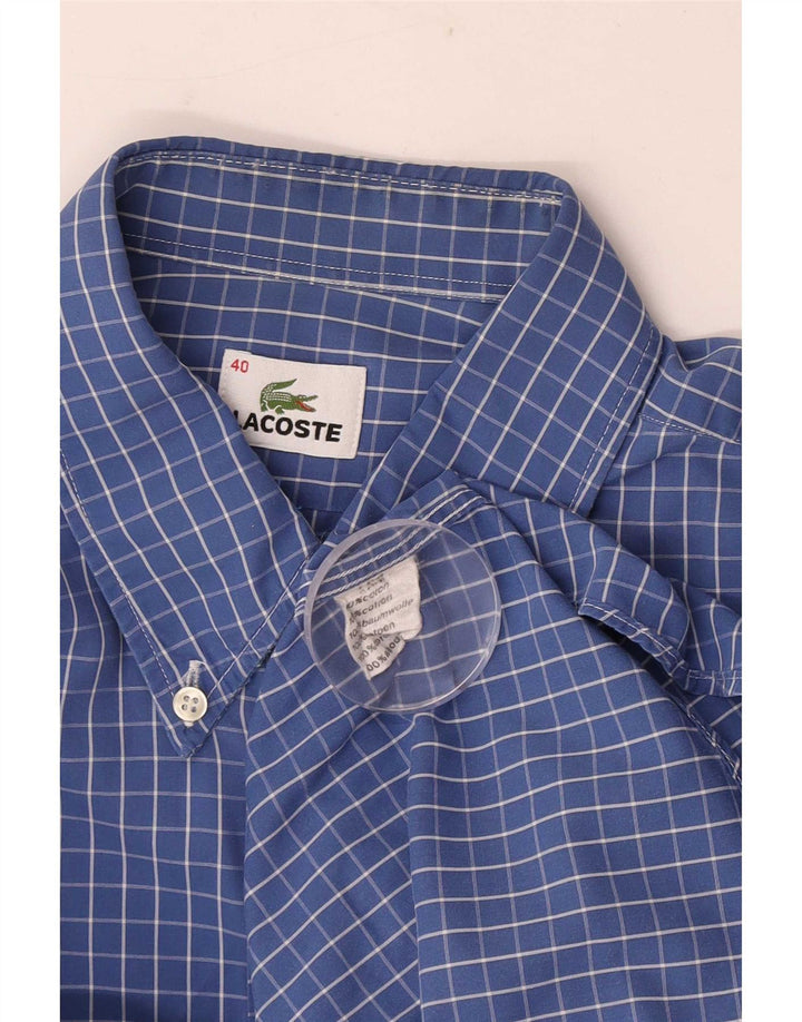 Мужская рубашка Lacoste, размер 40, хлопковая синяя клетка в среднюю клетку
