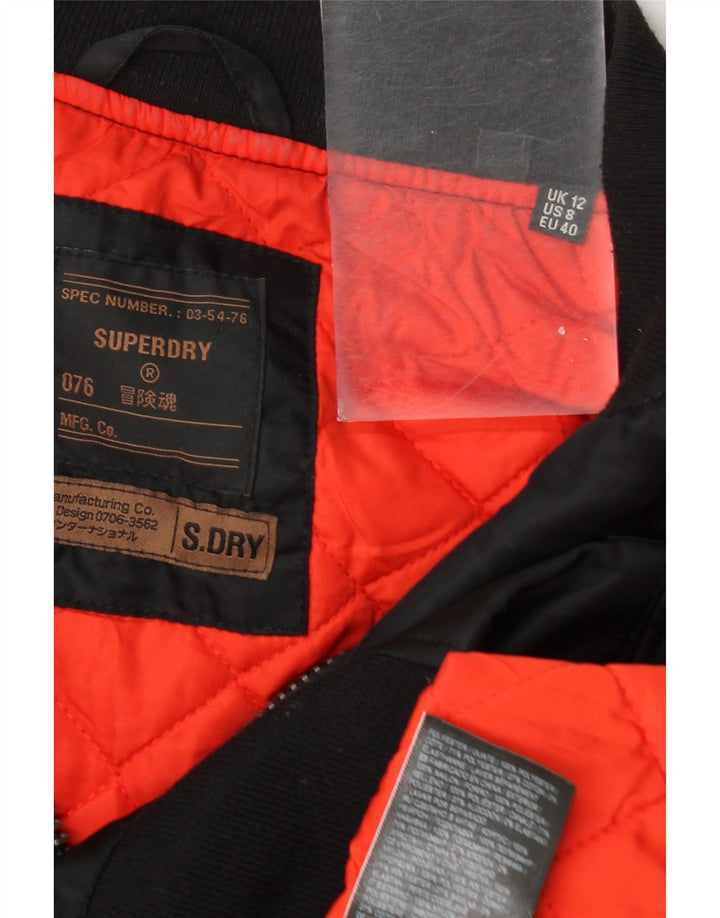 Женский бомбер Superdry UK 12, средний черный, полиэстер