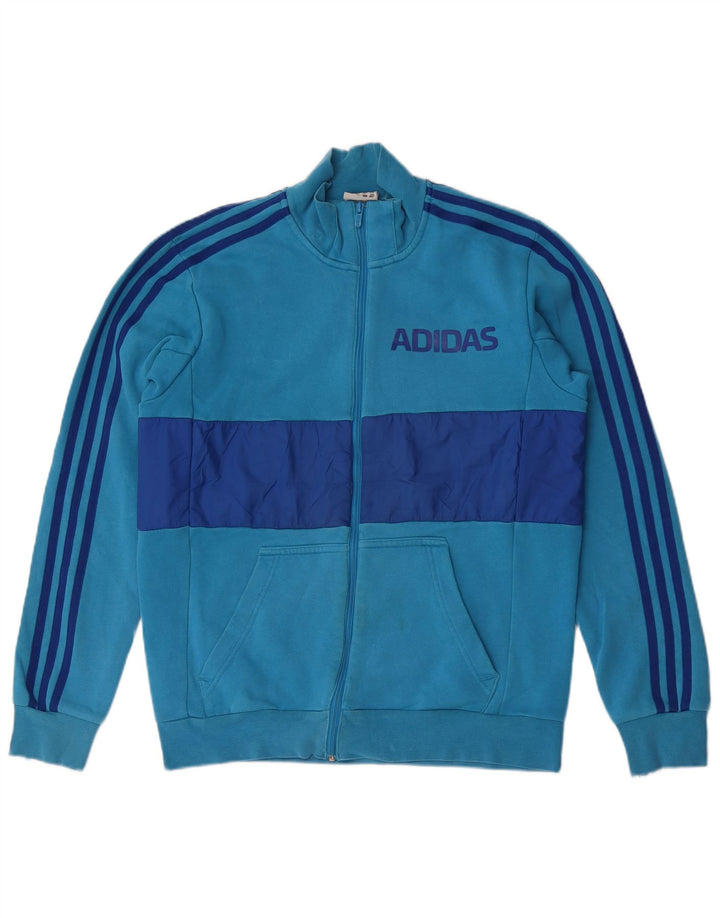 Мужской спортивный костюм Adidas с графическим рисунком, верхняя куртка, средний синий, хлопок с цветными блоками