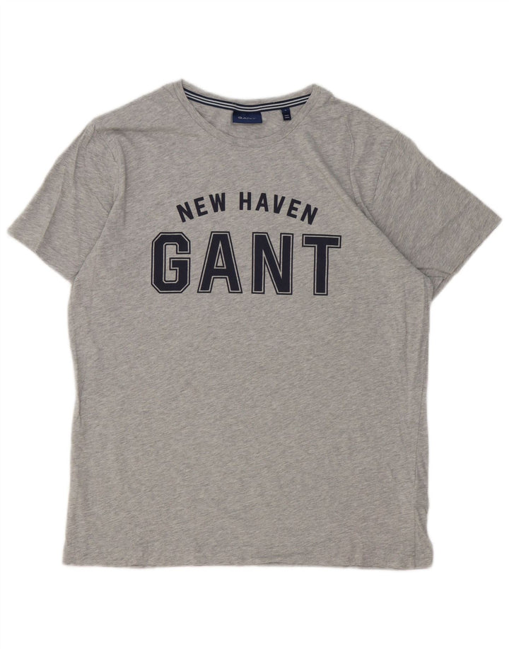 Мужская футболка с рисунком Gant, большой серый хлопок