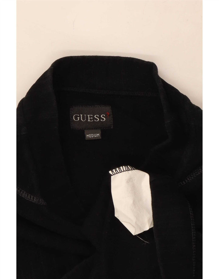 Женский топ Guess с длинным рукавом UK 14, средний черный хлопок, черный
