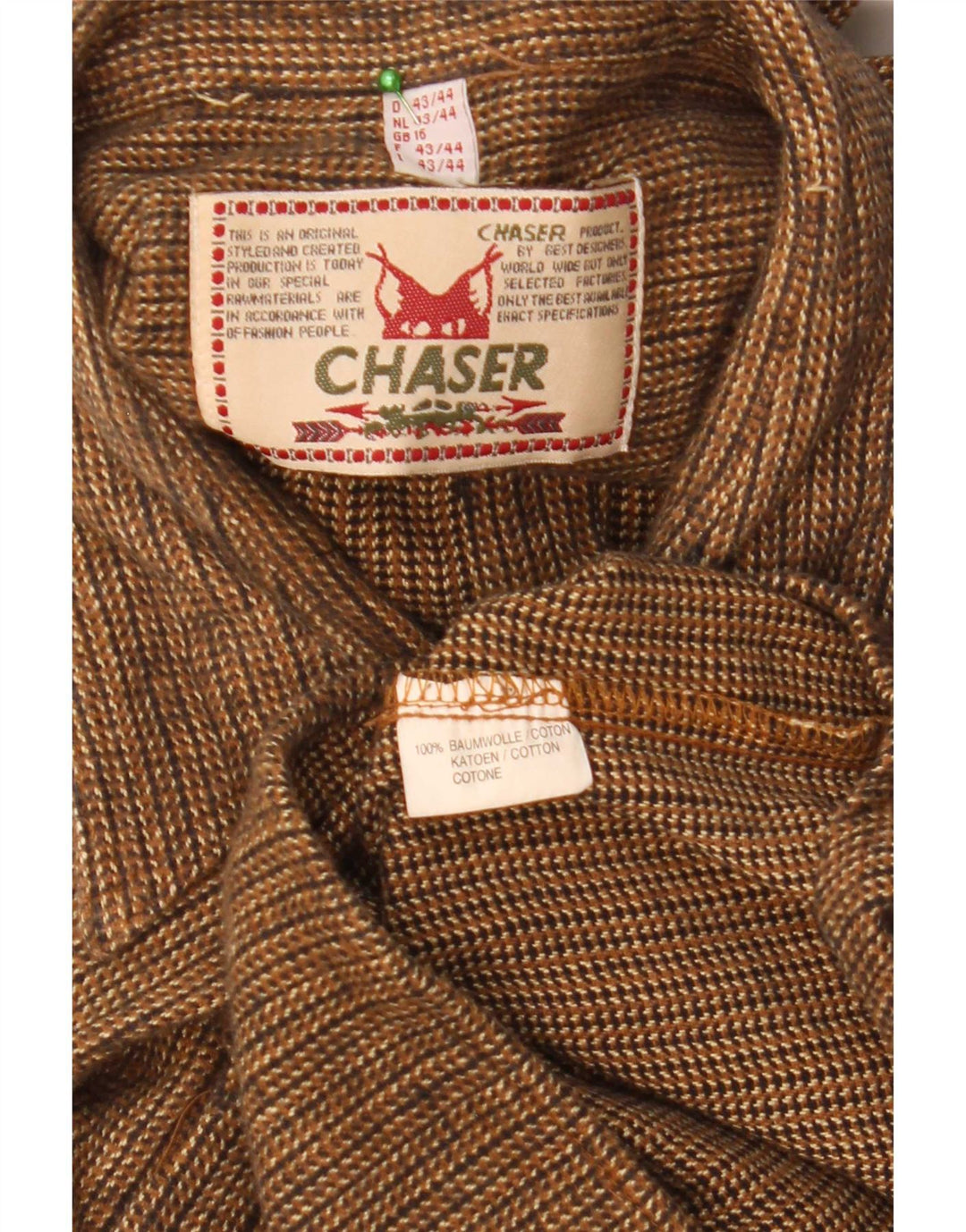 Мужская фланелевая рубашка Chaser, размер 16, большой хлопок в коричневую полоску