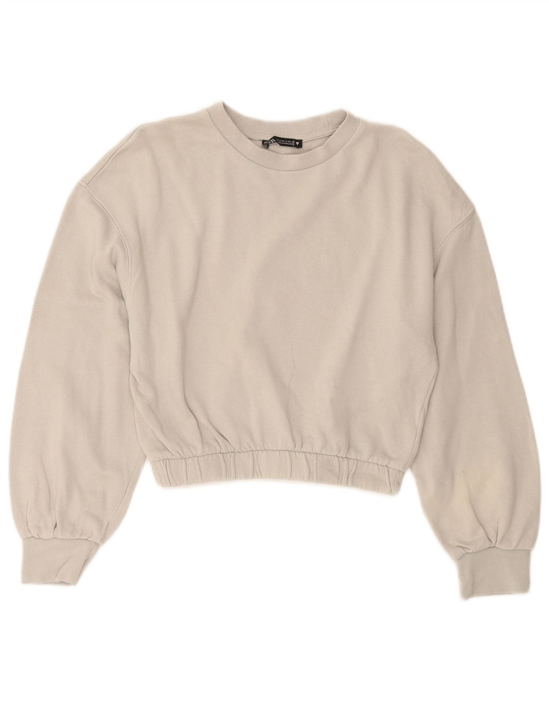 Женский укороченный свитер Zara UK 10, маленький серый хлопковый джемпер