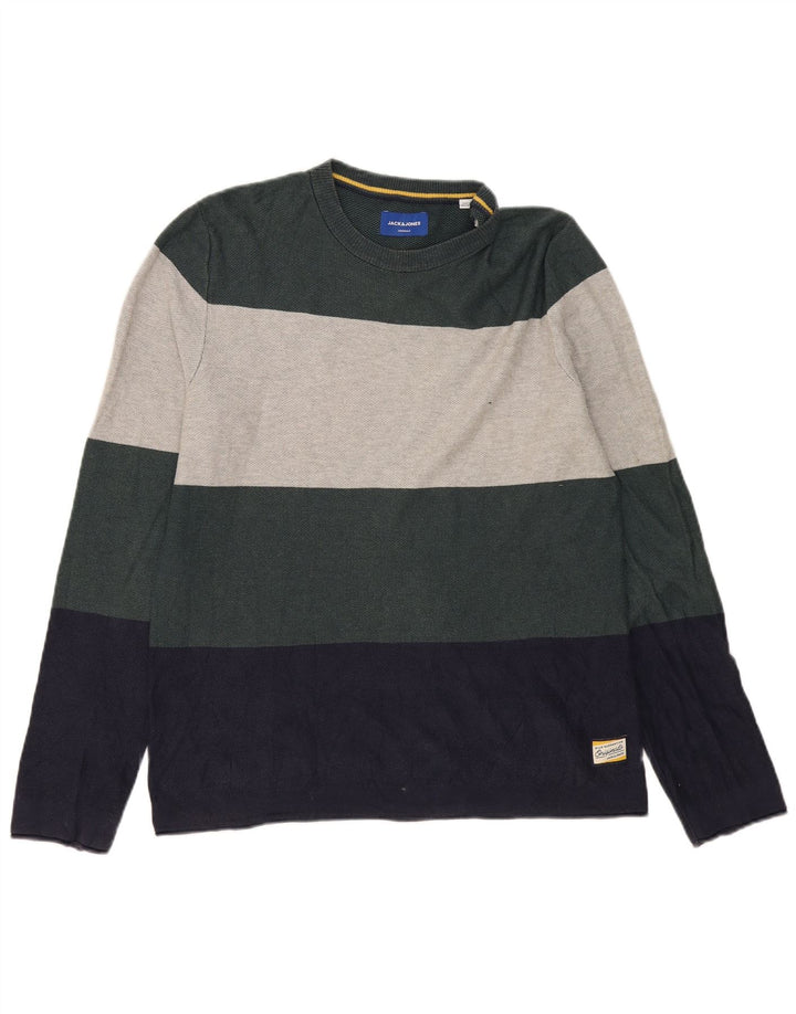 Мужской топ Jack & Jones из хлопка с длинными рукавами и большой разноцветной полоской