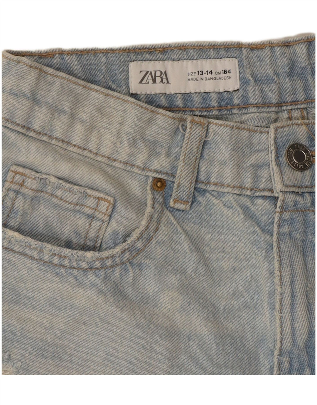 Джинсовые шорты ZARA для девочек 13–14 лет, W28, синие, хлопок