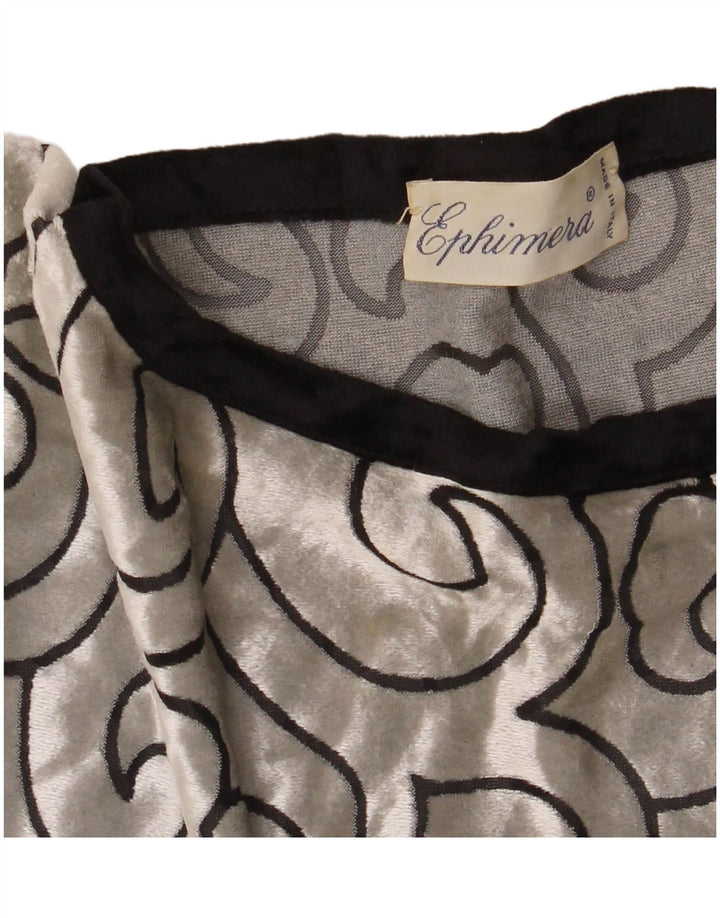 ВИНТАЖНАЯ женская бархатная туника с крыльями летучей мыши, Великобритания, 22, 3XL, серебристая, вискоза с геометрическим рисунком