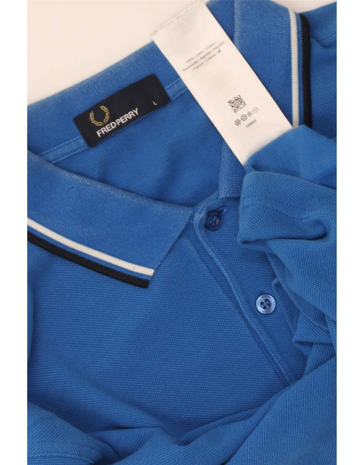 Мужская рубашка-поло Fred Perry в большую синюю полоску из хлопка