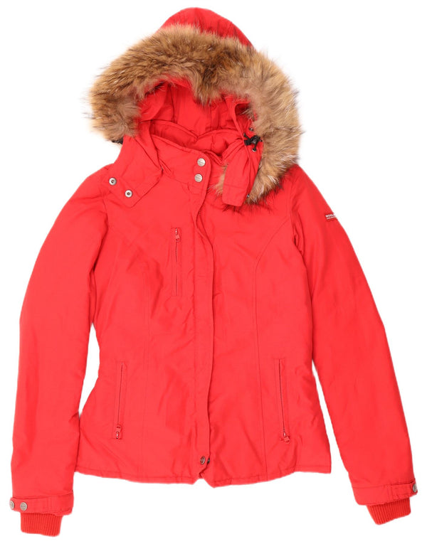 Женская стеганая куртка с капюшоном Woolrich UK 10, маленькая, красный хлопок