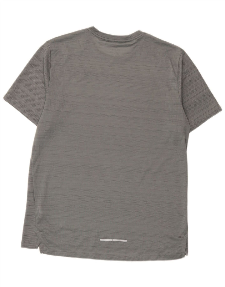 Мужская футболка Nike Dri Fit из полиэстера среднего серого цвета в тонкую полоску