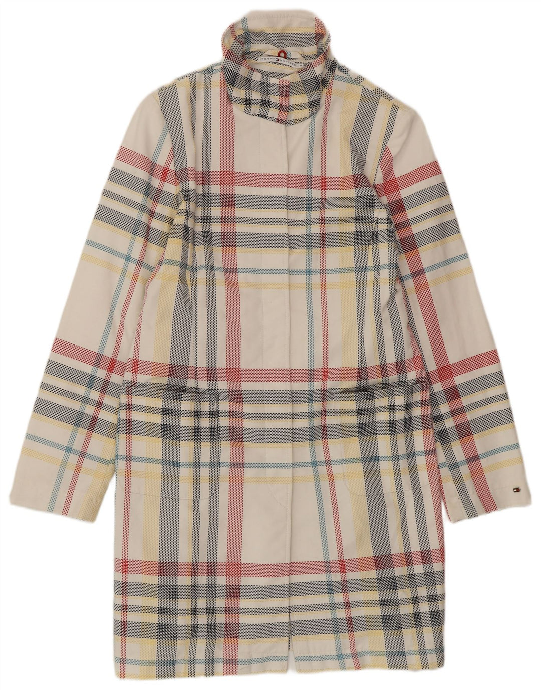 TOMMY HILFIGER Женское пальто UK 14 Medium Off White Check Cotton