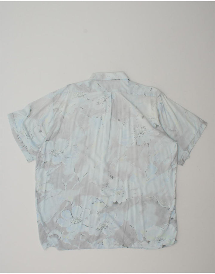 VINTAGE Mens Short Sleeve Shirt XL Blue Floral Vintage Vintage and Second-Hand Vintage from Messina Hembry 