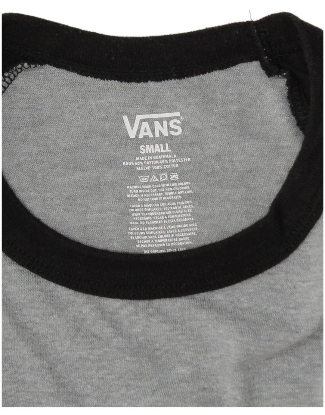 Мужской топ с рисунком Vans, рукав 3/4, маленький серый хлопок