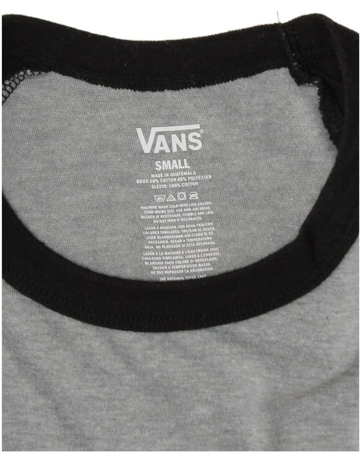 Мужской топ с рисунком Vans, рукав 3/4, маленький серый хлопок