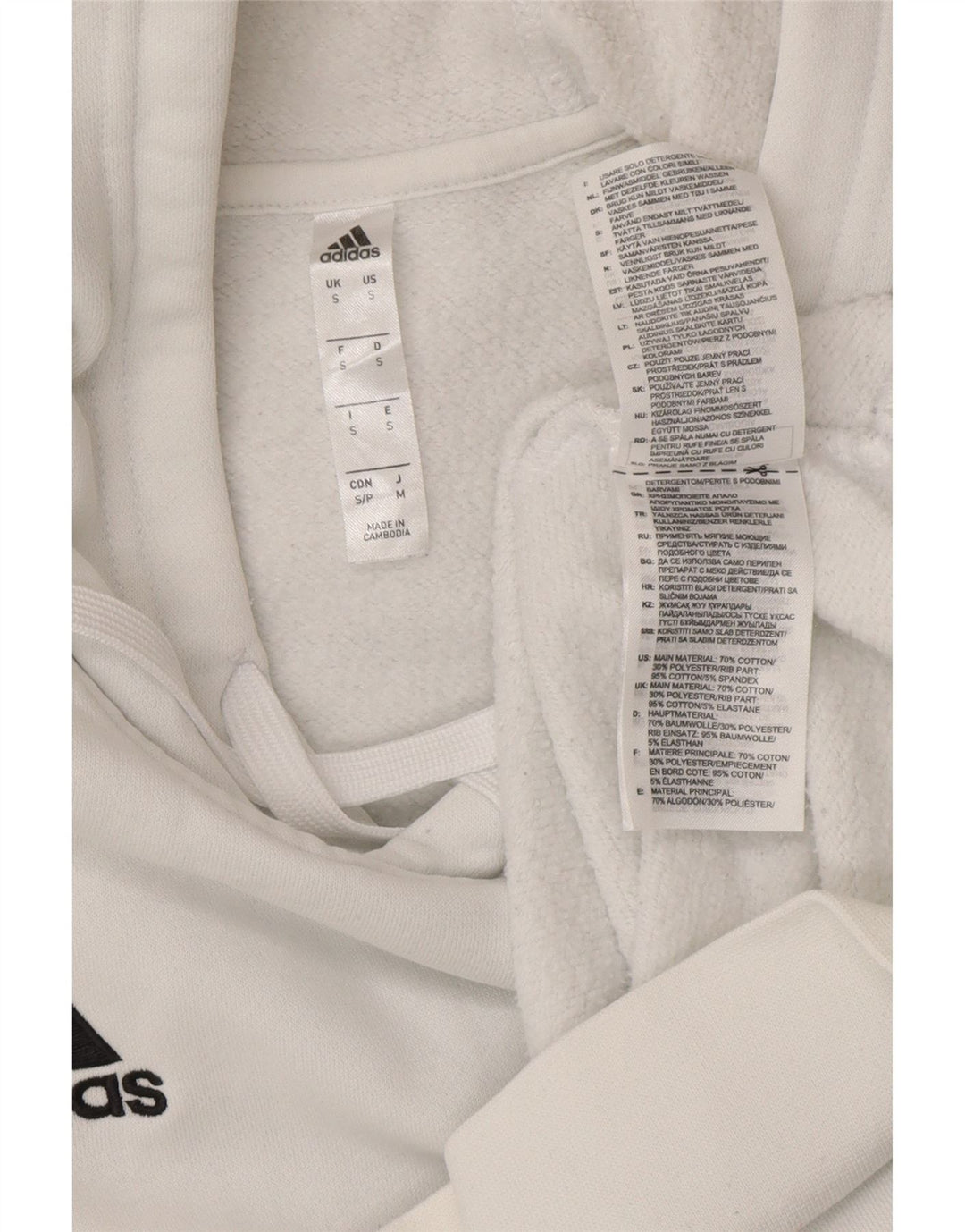 Мужской джемпер с капюшоном Adidas, маленький белый, хлопок