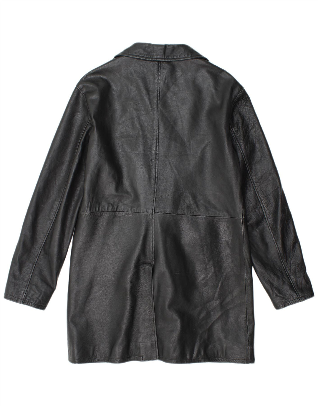 ВИНТАЖНОЕ женское кожаное пальто UK 18 XL, черное кожаное