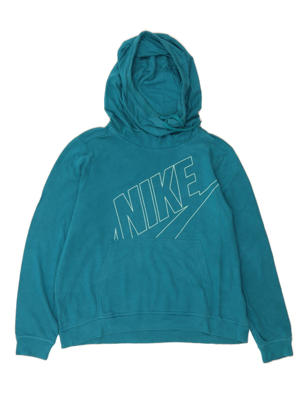 NIKE Womens Oversized Graphic Hoodie Jumper UK 18 XL Blue Polyester Vintage Nike and Second-Hand Nike from Messina Hembry 