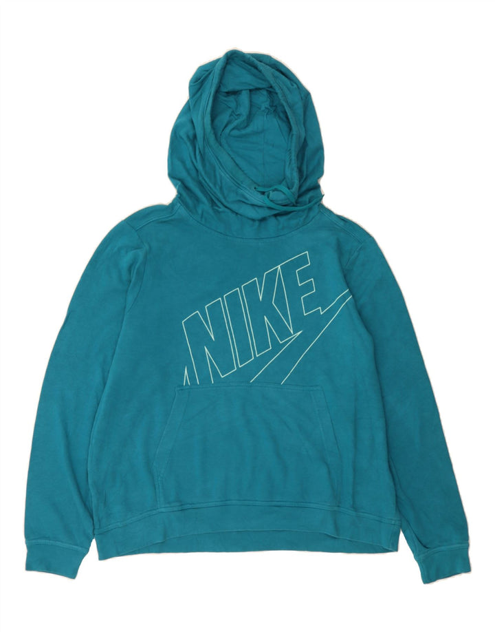 NIKE Womens Oversized Graphic Hoodie Jumper UK 18 XL Blue Polyester Vintage Nike and Second-Hand Nike from Messina Hembry 