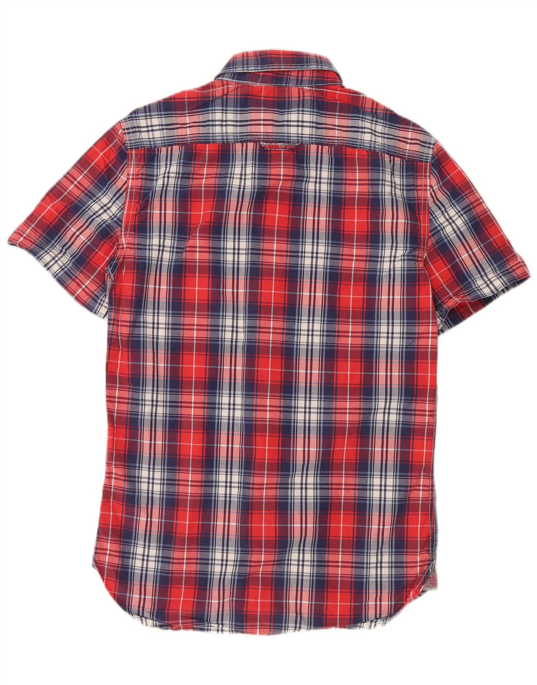 Superdry Мужская рубашка с коротким рукавом, маленькая красная клетка, хлопок