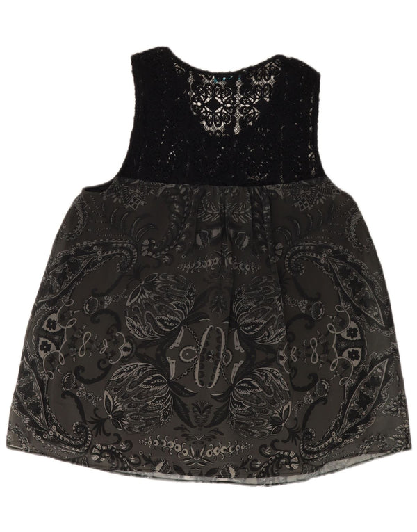 DESIGUAL Женская блузка без рукавов с графическим рисунком UK 18 XL Серый Пейсли